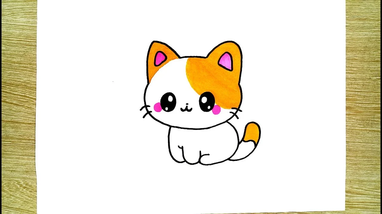 vẽ con mèo đơn giản nhỏ xinh