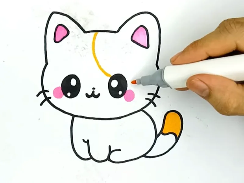 Hướng dẫn cách vẽ mèo cute đơn giản cho bé - Artnam (2)