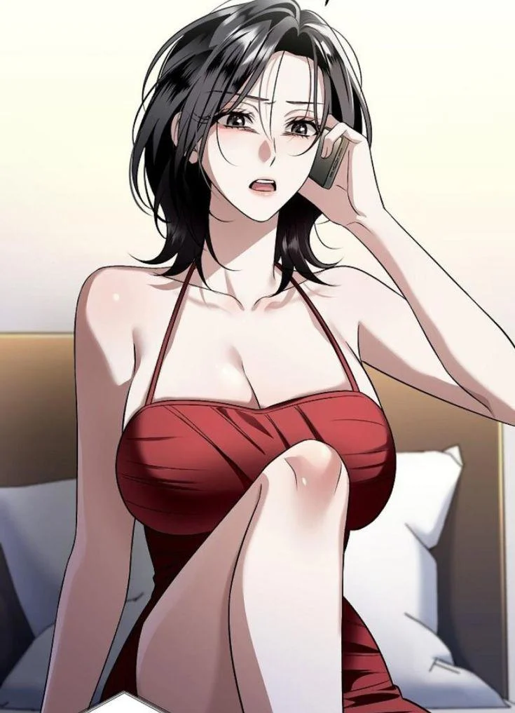 Nhân vật nữ xinh đẹp trong truyện hentai hàn quốc với chiếc váy đỏ gợi cảm.