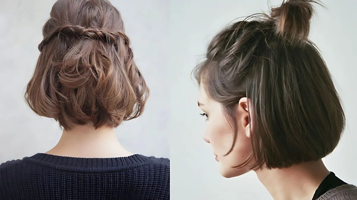 Cách buộc tóc ngắn nửa đầu cá tính
