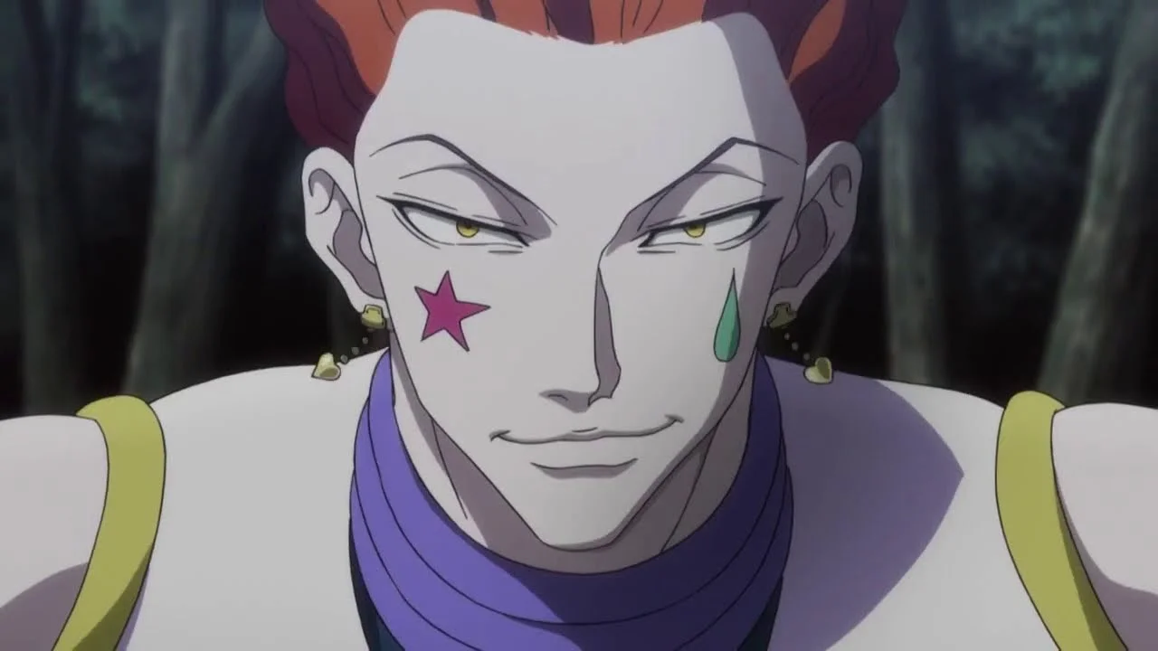 Hình nền máy tính chill Hisoka anime với gương mặt mỉm cười