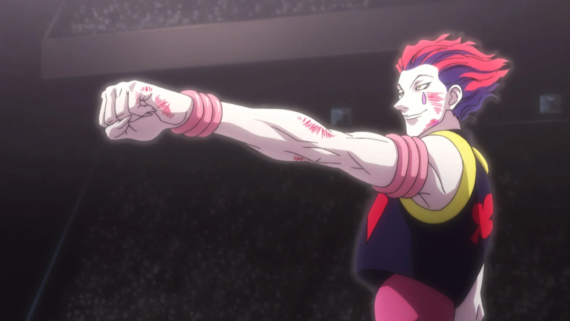 Hình nền máy tính chill Hisoka anime tung cú đấm