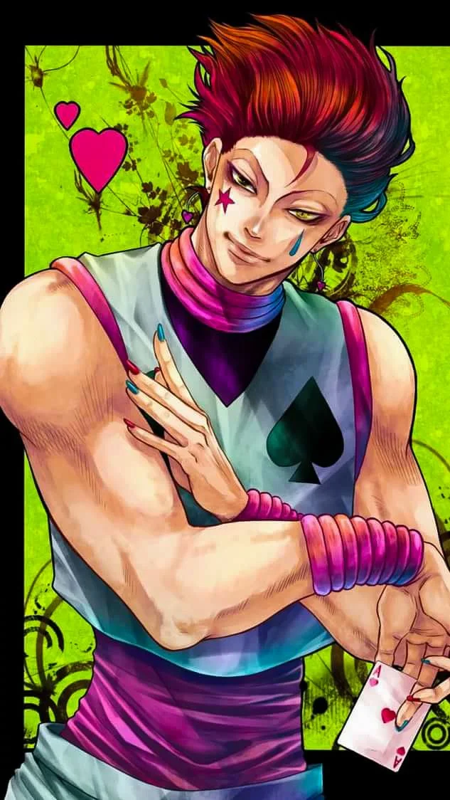 Hình nền máy tính chill Hisoka phong cách lá bài nhiều màu
