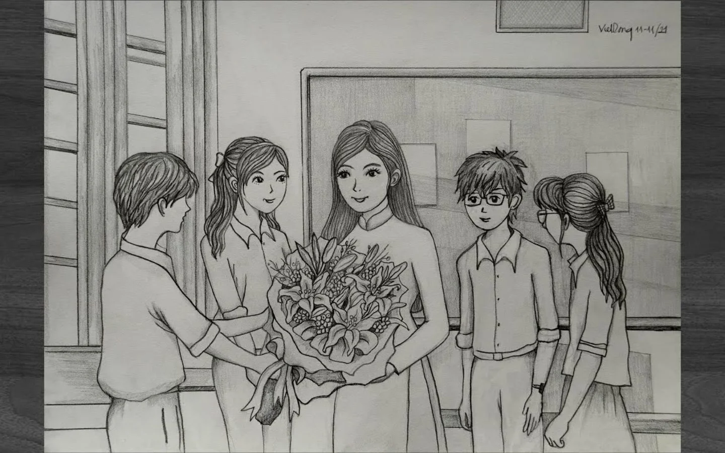 Bó hoa và tình cảm học sinh