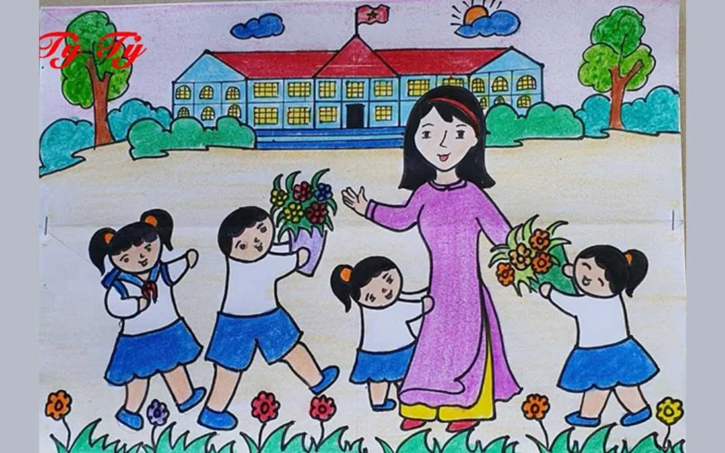 Cô và trò dưới mái trường