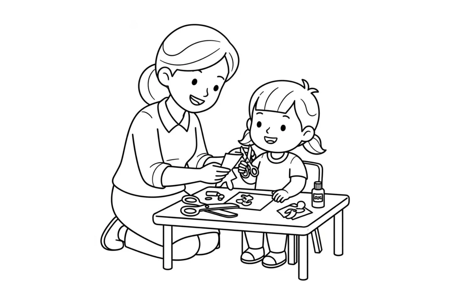 Cô hướng dẫn học trò làm thủ công