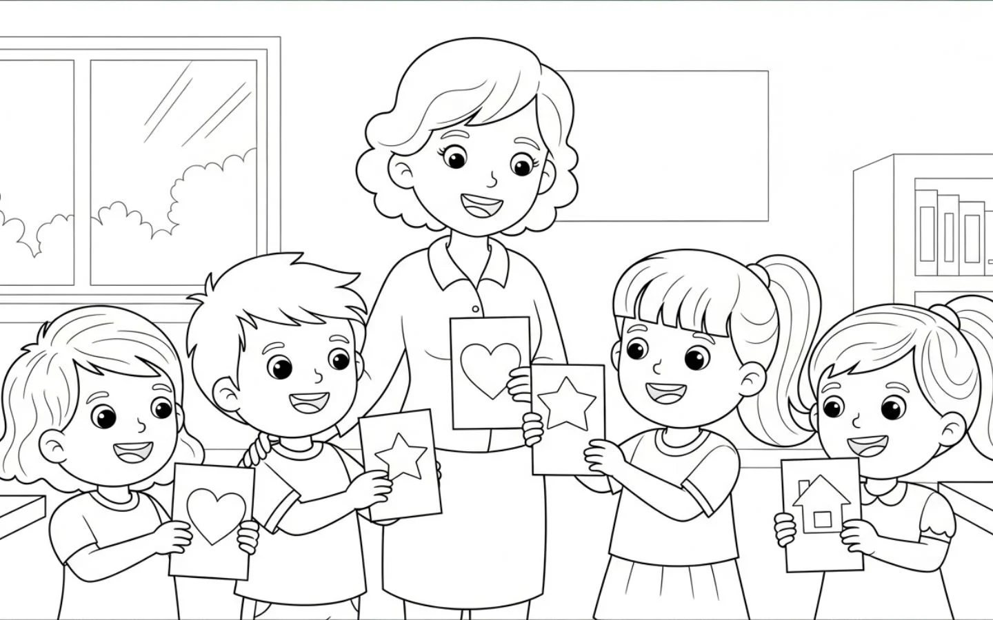 Học trò vây quanh cô giáo