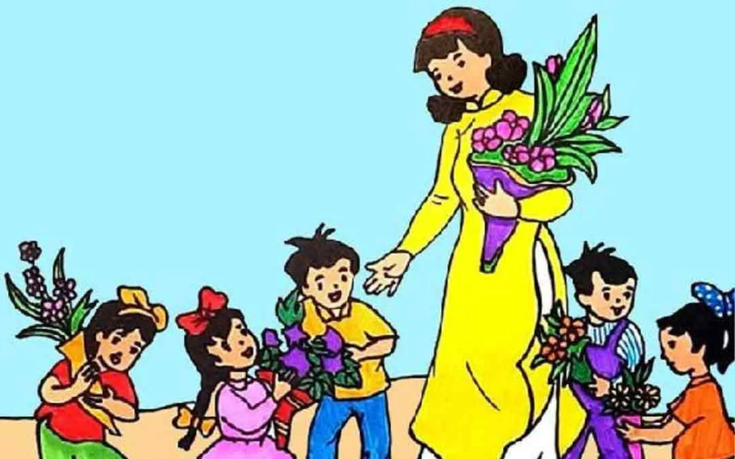 Lẵng hoa tươi thắm tri ân cô