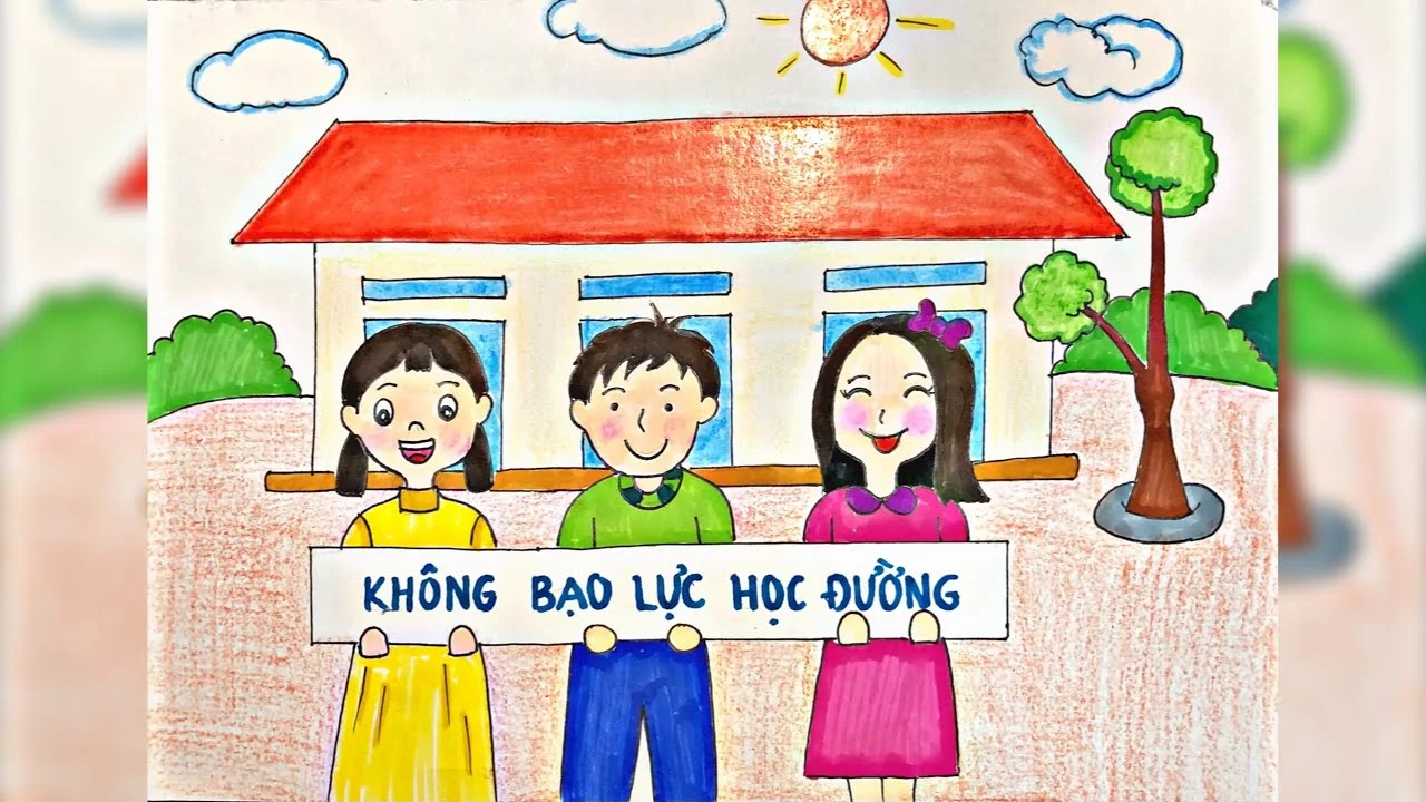 Vẽ Nói không với bạo lực học đường | Vẽ tranh bạo lực học đường đẹp nhất | Vẽ Ngôi trường hạnh phúc