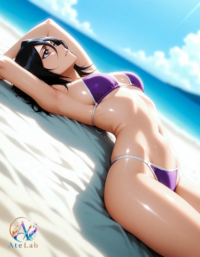 sex anime ảnh nhân vật nữ mặc bikini gợi cảm trên bãi biển