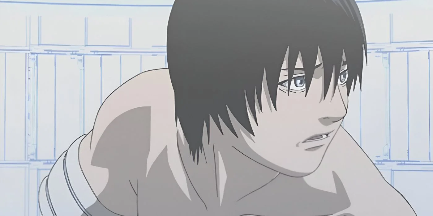 Hình đại diện anime nam tóc đen với ánh mắt căng thẳng trong bối cảnh xanh nhạt