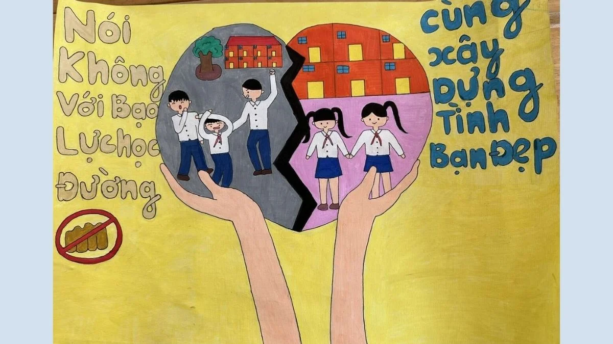 Mẫu vẽ tranh bạo lực học đường đơn giản