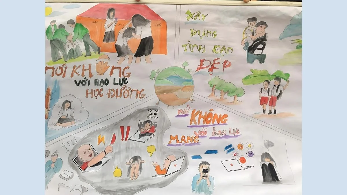 vẽ tranh bạo lực học đường đơn giản (3)