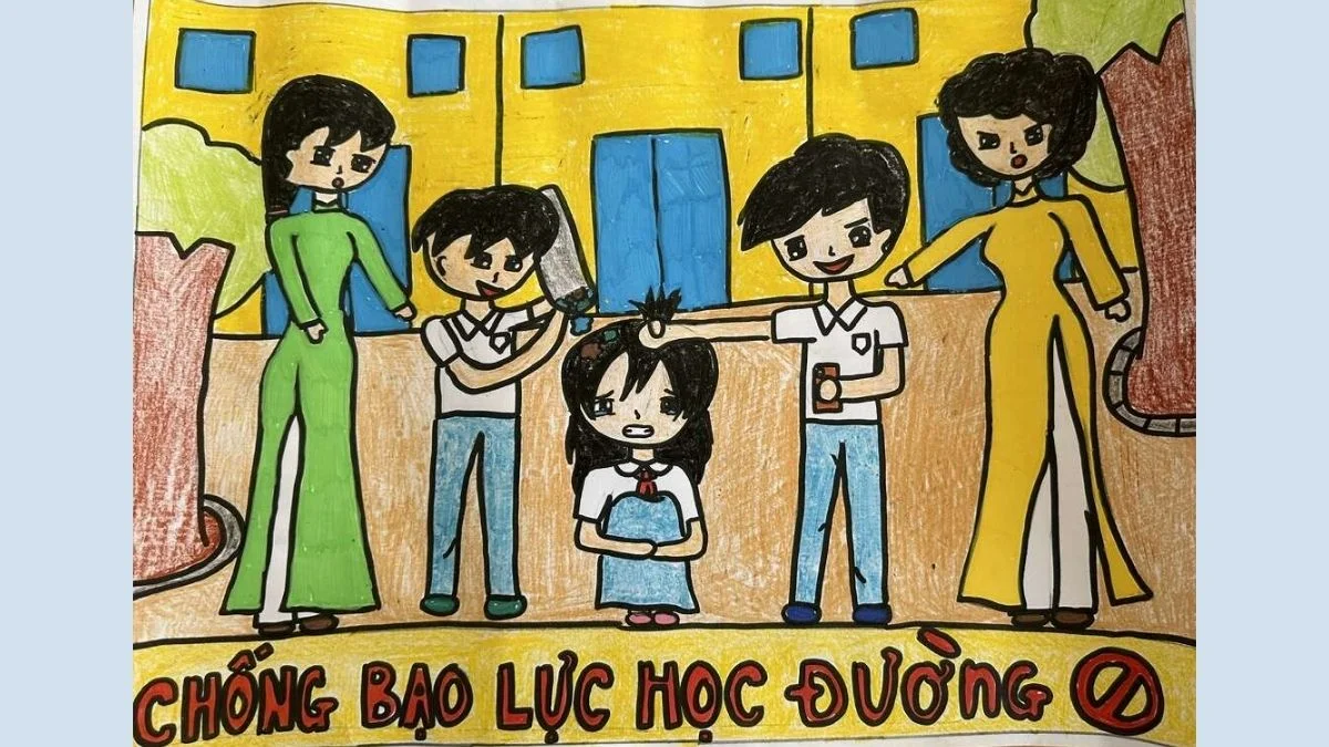 hình vẽ tranh bạo lực học đường 4k
