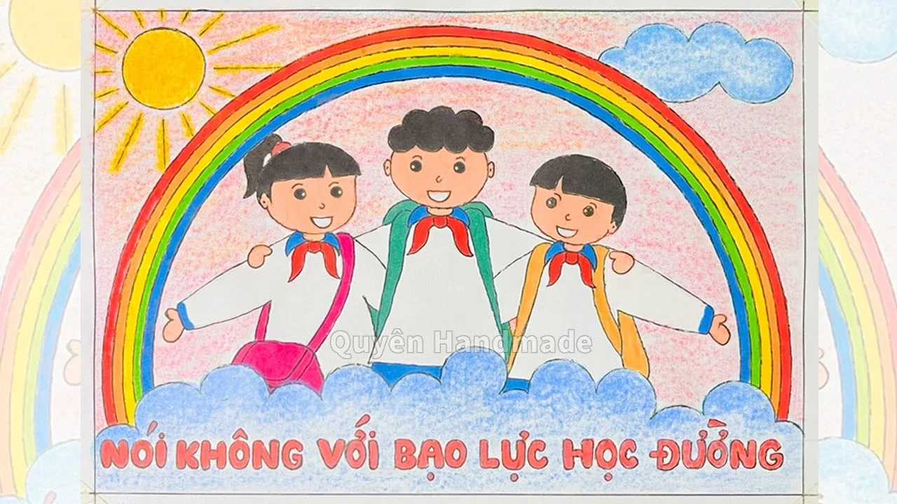 Vẽ tranh bạo lực học đường | Vẽ tranh cổ động phòng chống bạo lực học đường | Vẽ tranh áp phích