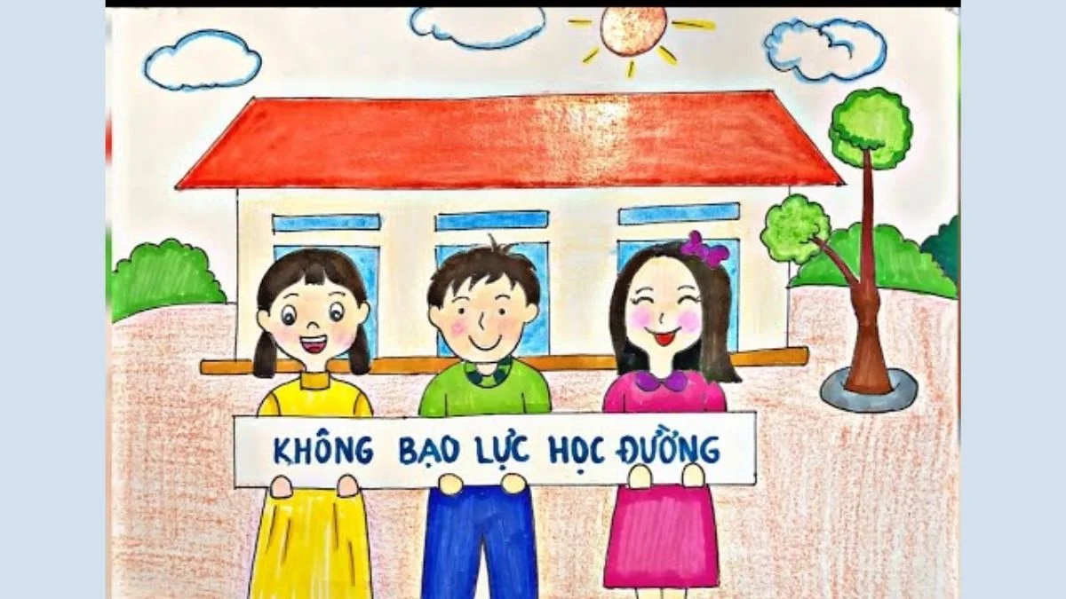 mẫu vẽ tranh bạo lực học đường chất lượng cao