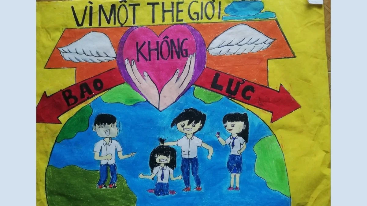 hình Mẫu vẽ tranh bạo lực học đường ý nghĩa