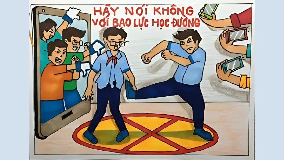 hướng dẫn vẽ tranh bạo lực học đường