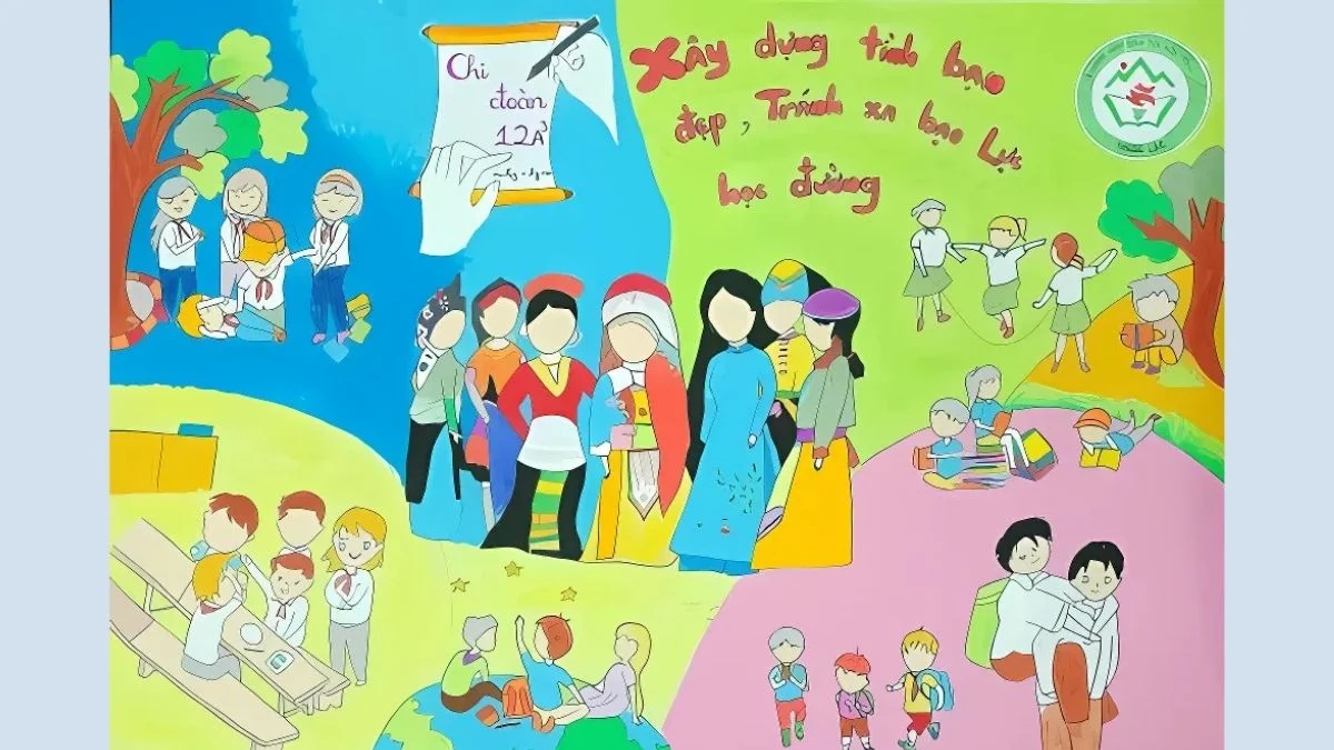 tải Mẫu vẽ tranh bạo lực học đường ý nghĩa