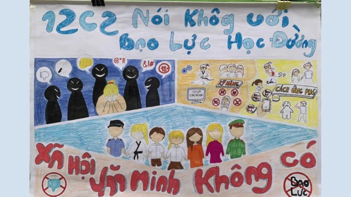 vẽ tranh bạo lực học đường đơn giản