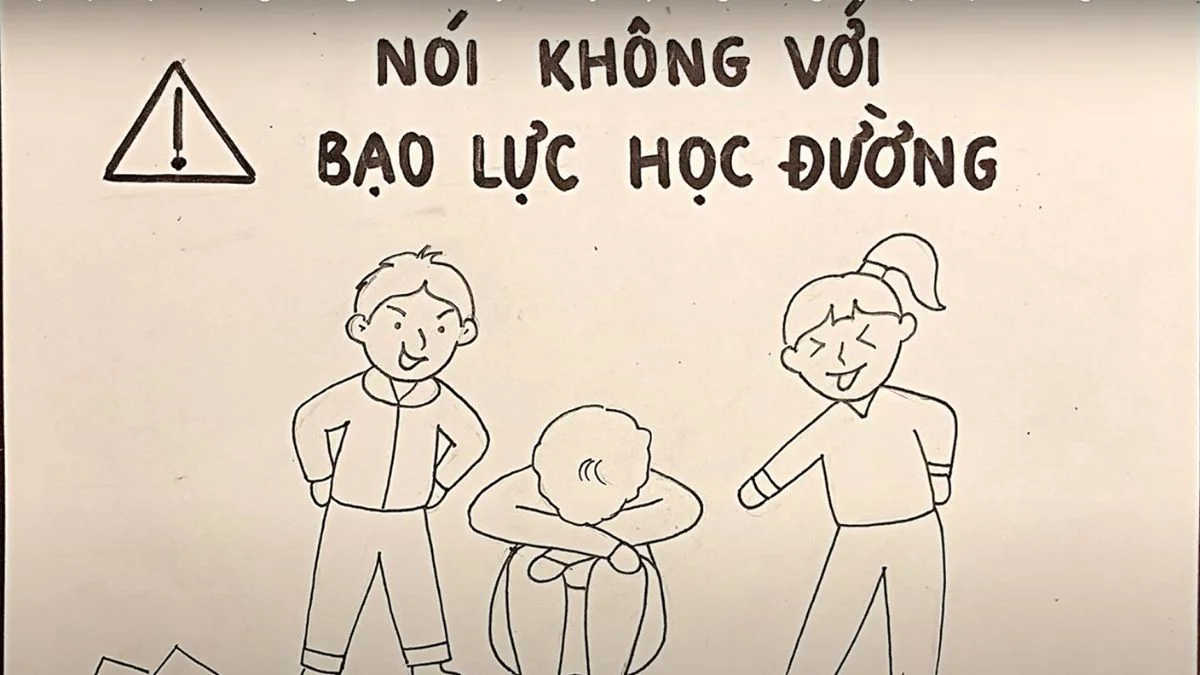 Hướng dẫn vẽ tranh bạo lực học đường bước 2