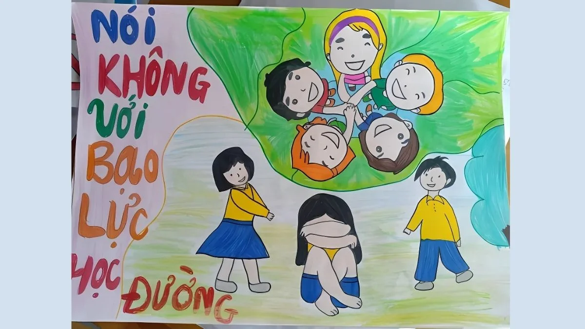 tải hình vẽ tranh bạo lực học đường