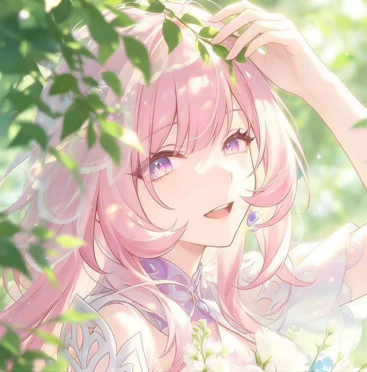 Avatar anime nữ tóc hồng dưới ánh nắng