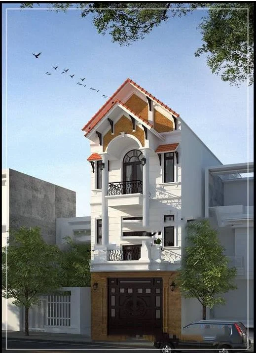 Nhà ống mái ngói cao tầng