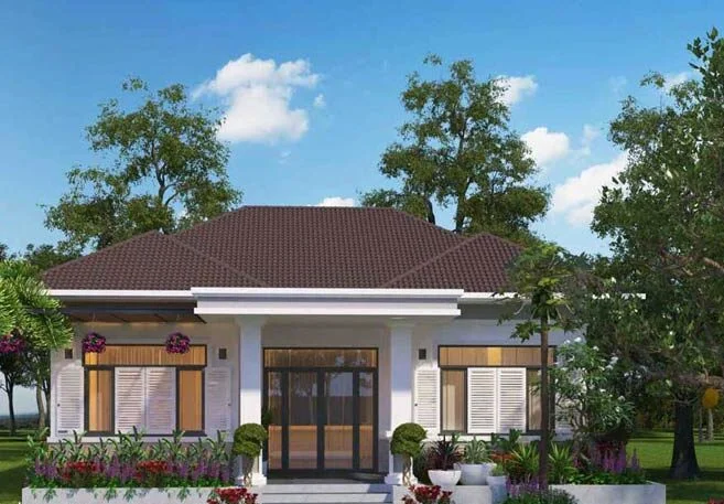 Nhà cấp bốn mái ngói kiểu truyền thống
