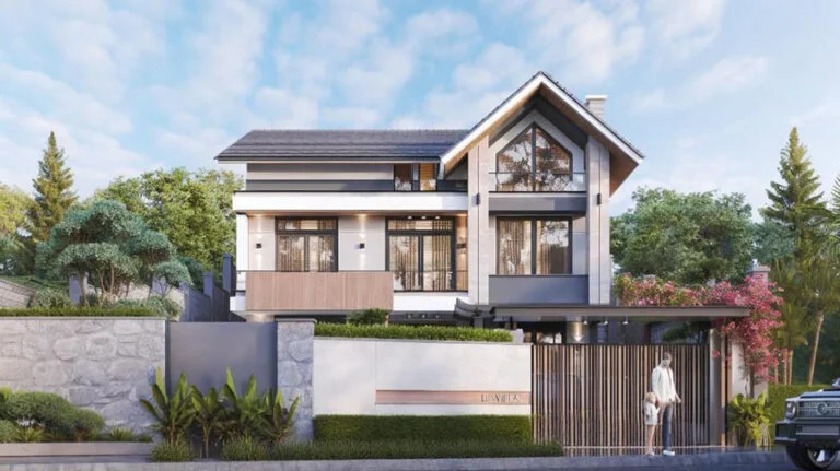 Nhà phố mái ngói hiện đại với kiến trúc độc đáo