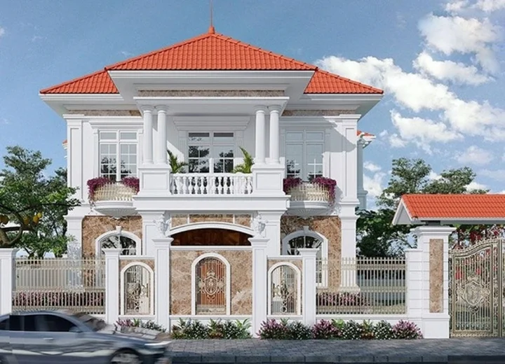 Nhà mái ngói đỏ phong cách cổ điển truyền thống