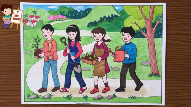 Tranh vẽ bảo vệ môi trường đơn giản mà đẹp, ý nghĩa